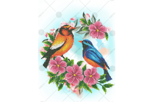 Схема для вишивки бісером "Птахи та квіти"